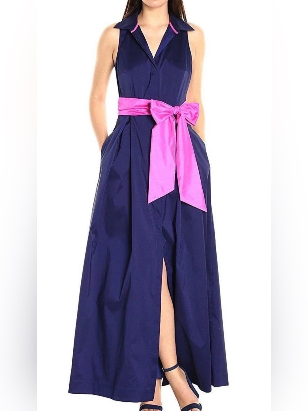 Eliza J Navy Belted Formal Maxi Dress